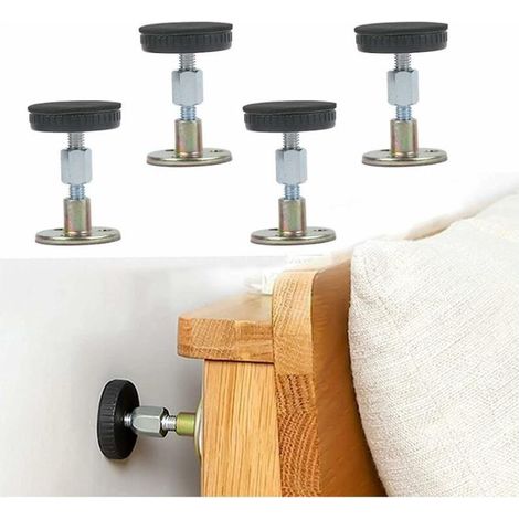 4 Pièces Ajustable la Fileté Cadre de Lit Outil Anti-Secousse Le Support TéLescopique, Ensemble de Bouchons de tête de lit Fixateur antishake Fixations Anti-Vibrations pour Meubles de Maison (1/5)