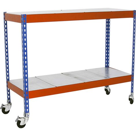 Simonrack Étagère moderne bleu orange 2 niveaux métal (1/4)