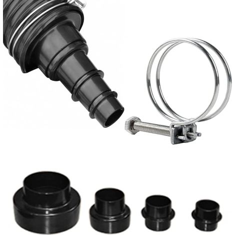 Kit de 4 Manchons réducteurs, Adaptateur tuyau 100mm à 68/46/40/35mm, Collier serrage, Pour extracteur poussière