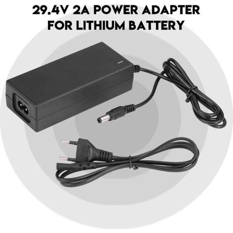 29,4 V DC-Netzteil 2 A für Lithium-Akkuladegerät – Schwarz (1/4)