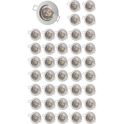 Lot de 40 Spot encastrable fixe led blanc avec ampoule gu10 7w 38° blanc chaud (1/4)