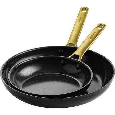 GreenPan CC008480-001 Set per friggere Diametro 20 cm e 26 cm colore Nero Oro
