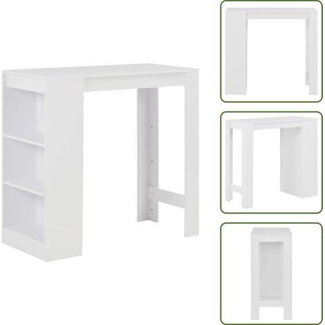 Bartisch mit Regal Weiß 110x50x103 cm - Esstisch - Bartisch - Hochstuhl - Kücheninsel - Wohnzimmer Dekoration (1/5)