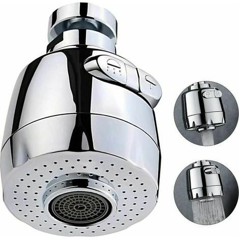 360 Degrés Aérateur de Robinet Pivotant Tête de Robinet de Cuisine 2 Modes Réglable Douche Tête Filtre Pulvérisateur Pour Cuisine Salle De Bain (Court) (1/5)