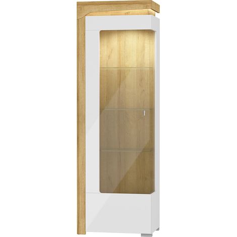 Vitrina 1 puerta apertura a la izquierda con LED Teo Blanco y Madera (1/4)