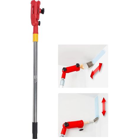 Manette d'Extension de Brosse à Peinture Multifonctionnelle - Rotation 160° / 2 Directions - Adaptateur Universel pour Brosse, Rouleau et Grattoir - 4 Pièces de Rallonge + Serre - ABS, Acier Inoxydabl (1/5)