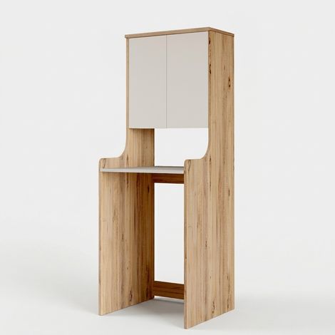 Meuble cache-lave-linge avec meuble haut et étagère Hanor - bois neutre (1/4)