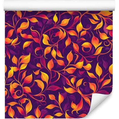 Papel pintado con intrincado estampado floral de ciruelas para salón y dormitorio, 50x1000 cm. (1/5)