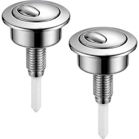 2 Boutons Chasse d’Eau WC à Double Poussoir, Chromés avec Tiges Réglables (1/5)