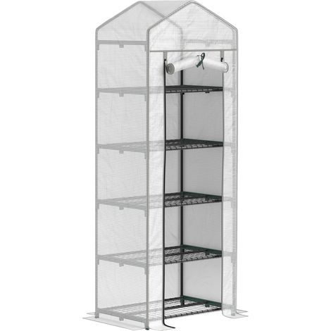 193cm Five Shelf Mini Greenhouse - White