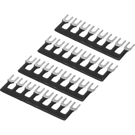 Lot de 10 borniers à fourche, 8 positions, pré-isolés, 400 V, 15 A, noirs, TB-1508