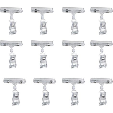 Lot de 12 porte-étiquettes transparents en plastique pour supermarchés et entrepôts. Idéal pour la publicité sur les rayons et dans les boîtes aux lettres. Dimensions : 10,5 x 8 cm. (1/4)
