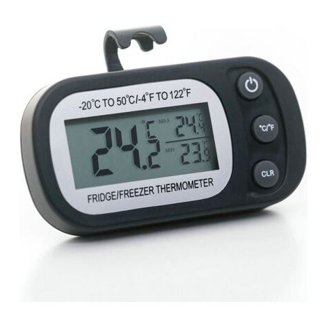Noir Thermomètre de réfrigérateur Affichage LCD Thermomètre de congélation étanche numérique avec crochet magnétique Thermomètre de réfrigérateur (-20 50 ℃) (1/5)
