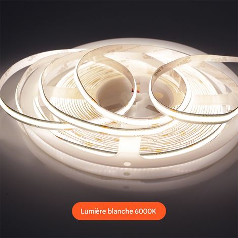 Ruban LED COB 5 mètres spectre complet, découpe tous les 5 cm, bande lumineuse autocollante pour plafond, salon et décoration intérieure (1/5)