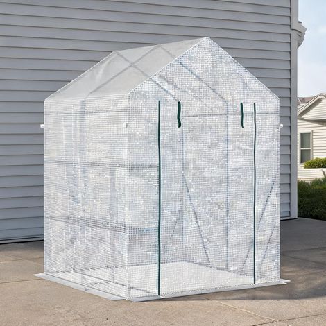 Serre de jardin en acier PE-plastique 143 x 143 x 195 cm (1/5)