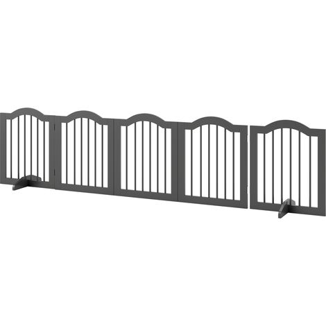 Barrière pour chien autoportante avec pieds, pliable, 5 panneaux, 261,5 x 29,5 x 61 cm, noire (1/5)