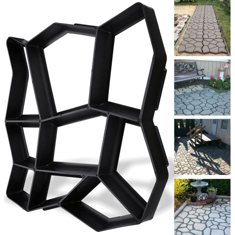 SWANEW 1 pezzo stampo di pavimentazione fai da te stampo in calcestruzzo nero 43x43x4cm stampo cassaforma plastica irregolare pavimentazione in calcestruzzo stampo di colata per pavimentazione pietre (1/5)