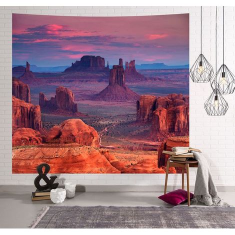 Tapisserie murale représentant un paysage naturel (forêt, plage, lac, arbres, nuages rocheux), vue esthétique, idéale pour une chambre ou un salon (230 cm x 180 cm, coloris 15).