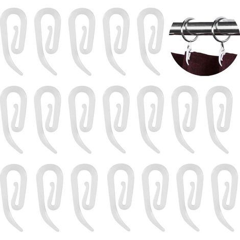 Crochets de Rideau en Plastique Blanc 100 Pièces pour Porte, Fenêtre et Entête (1/5)