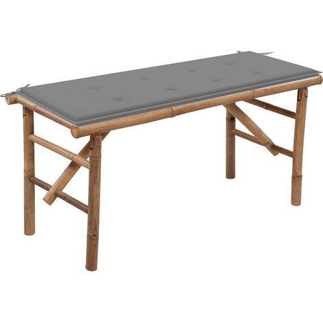Banc de jardin pliable avec coussin 118 cm Bambou