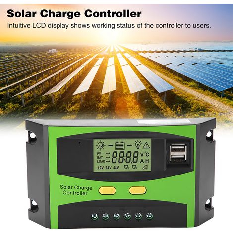 Régulateur de charge solaire PWM 20A double USB, écran LCD, 12V/24V, panneau solaire intelligent avec affichage numérique et contrôleur de tension. (1/5)