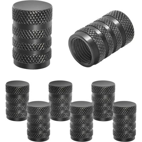 Pieces Aluminum Car Valve Caps Tire Valve Stem Caps with Seal for Cars, SUVs, Bicycles, Trucks, Motorcycles (Black) (1/4)
