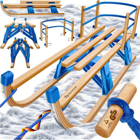 KESSER® Slittino pieghevole in faggio, con schienale - Blu (1/5)