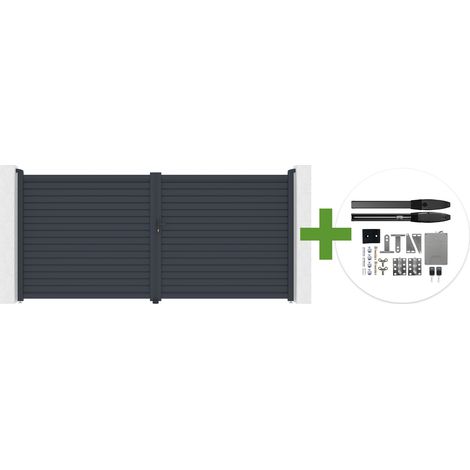 CALANCIA 4 m H. 180 cm Drehtor, graues Aluminium + HIKER B200 Motor