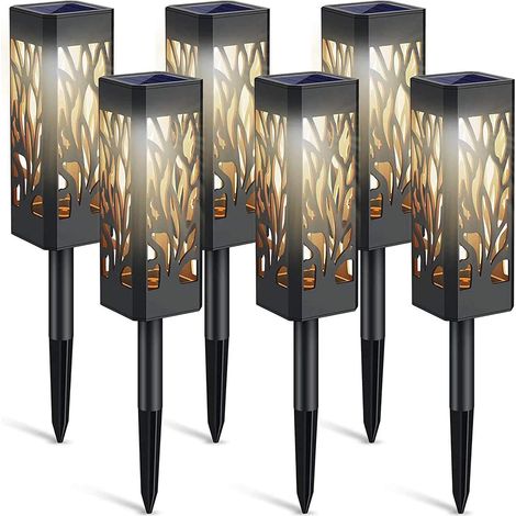 Solar-Gartenleuchten für den Außenbereich, 6er-Pack verbesserte Solar-Gartenleuchte mit warmweißem LED-Licht, Auto-Ein/Aus-Funktion, Solar-Gartendekoration für Halloween, Weihnachten, Terrasse, Rasen,