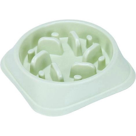 Gamelle anti-glouton en plastique pour chien et chat, verte, idéale pour manger des croquettes. (1/5)