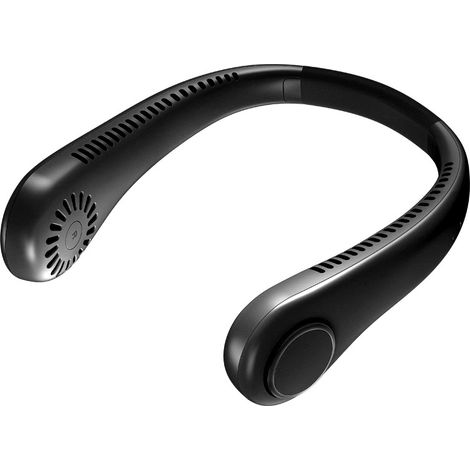 1800 mAh Portable Sans Lame USB Ventilateur De Cou Ventilateur De Charge pour Hommes Et Femmes Sports De Plein Air Voyage Cour Jardin Travail À La Maison (Noir) 1pc (1/3)