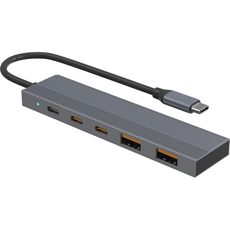 Hub USB C, Hub USB, Adaptateur USB C 6 en 1 avec 2 USB-A 10Gbps, 2 Type-C 10Gbps et PD 100W pour Ordinateur Portable