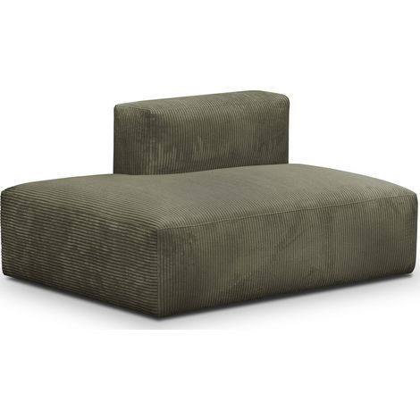 Module d'angle ouvert à gauche 2 places en velours côtelé vert kaki - Modulo (1/5)