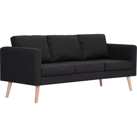 Canapé droit fixe 3 places, Canapé de relaxation Meuble de Salon, Tissu Noir OIB5249E (1/5)