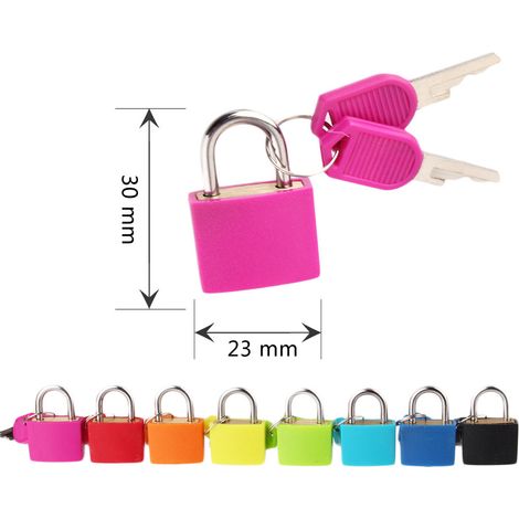 Cadenas intérieur en laiton de 22 mm avec couvercle en plastique coloré pour boîte à outils de sac d'école (rose rouge)