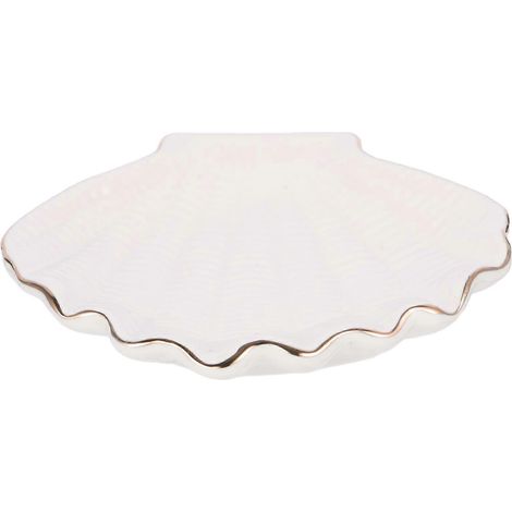 Plateau de présentation de bijoux en céramique, assiette à bijoux de bureau, ornement de commode (blanc) (1/5)