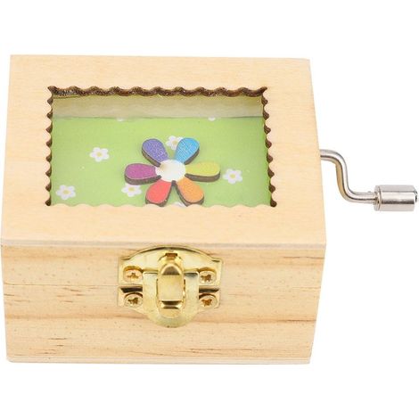 Spieluhr aus Holz mit Kurbel, Dekoration für Zuhause oder Büro, Kinderspielzeug, Blumengeschenk (1/5)