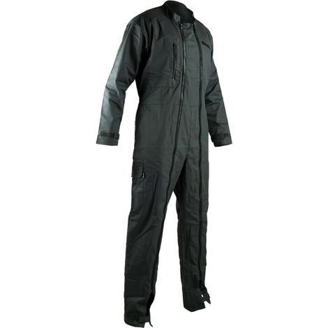 LMA – Combinaison de travail double zip unie – Col officier – 2 poches poitrine zippées – Bas de manches et jambes resserrables – Taille élastiquée – 65% polyester 35% coton
