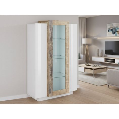 Vetrina - 7 Ripiani 3 Ante, Bianco Lucido, -, 80x38x121h cm Valledupar (1/4)