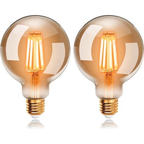 Lampadine LED 6W Edison Vintage G95, Bianco Caldo 2200K E27, Equivalente a Lampadina Tradizionale 48W, Lampadina Retrò a Filamento, Lampada Decorativa Antica e Retrò, Non Dimmerabile, Confezione da 2 (1/5)