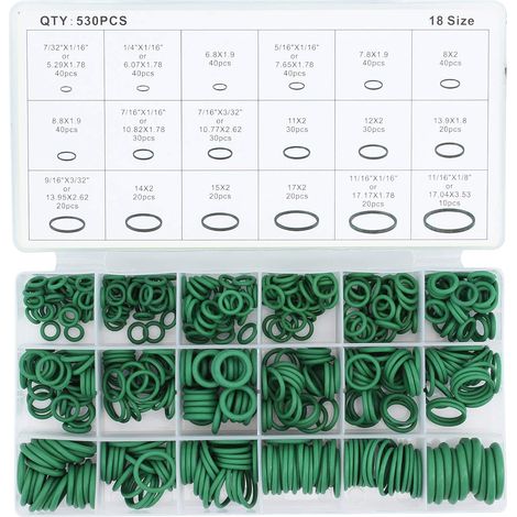 Joints Toriques Kit en Caoutchouc, 530 Pcs 18 Taille Kit d'Assortiment de Joint Torique d'étanchéité Caoutchouc Outil (1/5)