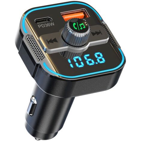 2025 Bluetooth Voiture [Micros Doubles Puissants], Transmetteur FM Bluetooth 5.3 & Charger Rapide Voiture PD 36W+QC3.0 18W, Adaptateur Radio Voiture, Appels Mains Libres, Assistant Siri (1/4)