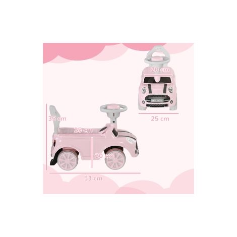 Porteur pour enfants, protection antidéversement, klaxon, assise antidérapante, pour 1,5-3 ans, jusqu'à 25 kg, rose (1/5)