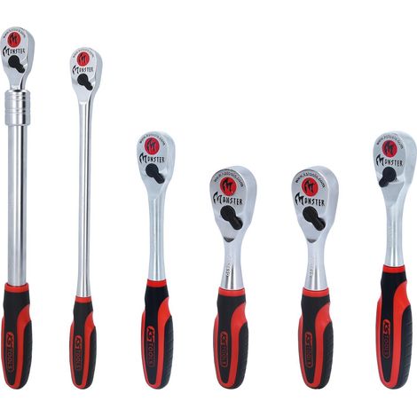 KS Tools Monster Umschaltknarren-Satz, 6-tlg 1/4" + 3/8" + 1/2 Zoll (1/2)