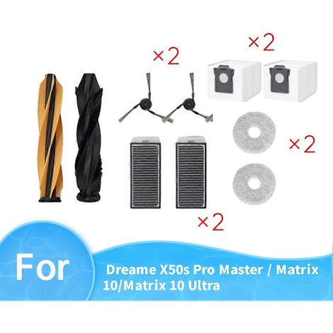 10 piezas para Dreame X50s Pro Master / Matrix 10 / Matrix 10 Ultra Accesorios de barrido Cepillo lateral principal Mopa Filtro Bolsas para polvo()
