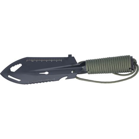 Pelle de Survie Compacte en Acier Inoxydable pour Randonnée, Camping et Jardin - Design Vert Militaire et Noir (1/5)