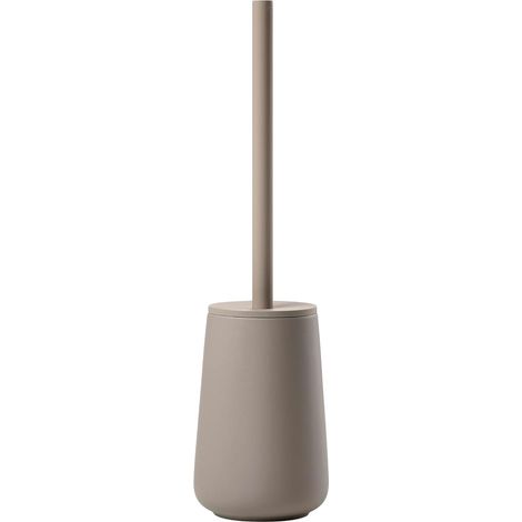 Brosse WC en Céramique avec Porte-Brosse Assorti - Revêtement Soft Touch - Poignée en Acier Inoxydable - Longueur 10,3 Cm - Hauteur 37 Cm - Taupe (1/4)