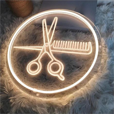 LED-Neonreklame, Leuchtreklame für Friseursalons, Wanddekoration, Kosmetikstudio-Dekoration, 30 cm LED-Neonreklame für Barbiere (1/5)
