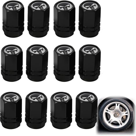 Bouchon Valve Pneu, Bouchons de Valve Pneu en Aluminium, Protection Anti-Fuite et Anti-Corrosion pour Voiture, Moto, Vélo, SUV et Camion, avec Joint Étanche et Design Durable (Noir) (1/5)