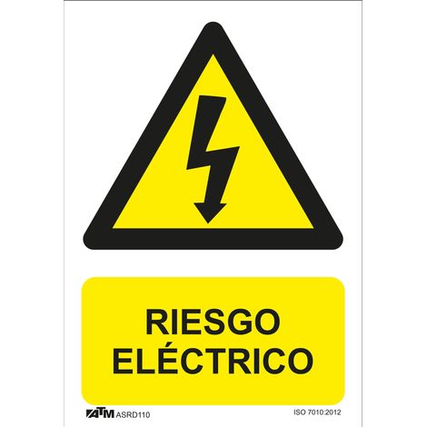 Panneau de danger pour distributeur automatique de billets, en PVC, mesurant 30 x 20 cm, indiquant un risque électrique.